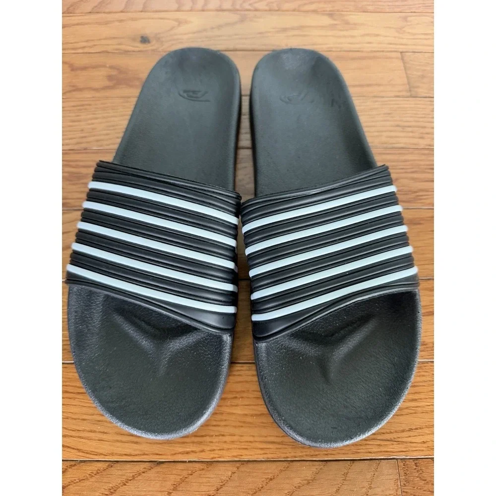 Pro Player Unisex Soccer Black White Striped Sandals Slides XL 12/13